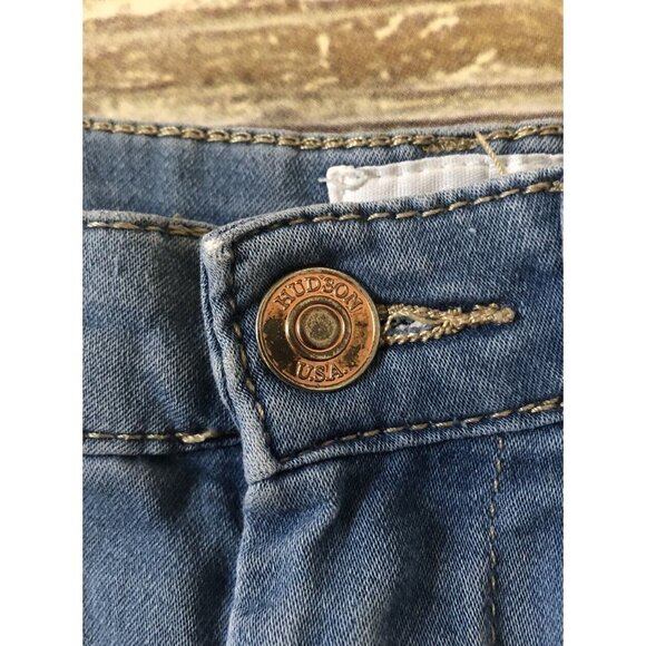 Hudson Girls Designer Blue Jean Shorts Cuffed Stretch Size 7 Casual - Adjustable - Picture 3 of 9